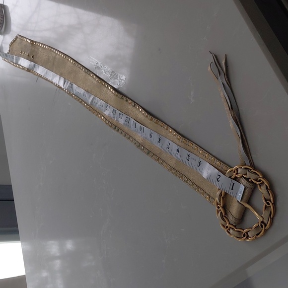 Genuine Leather Gold Chain-Embellished Belt - Picture 13 of 15